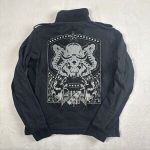 Y2K Micros Full Zip Long Sleeve Jacket Black Skating Men's Medium Graphicc‎